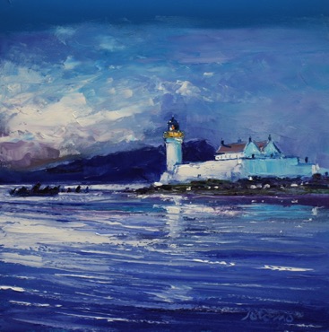 Summerlight Belnahua Lighthouse The Slate Isles 16x16